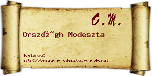 Országh Modeszta névjegykártya
