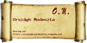 Országh Modeszta névjegykártya
